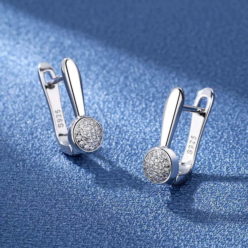 925 Sterling Silver Purple Zirconia Stud Earrings - Vintage Elegant Design