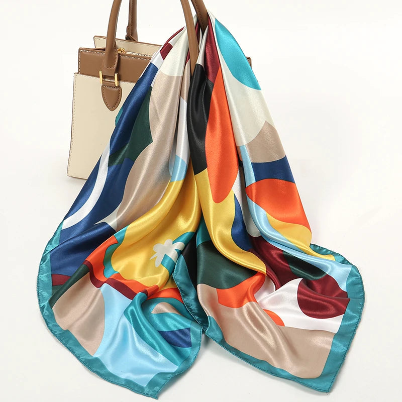 Silk Printed Square Scarf for Women – Versatile Satin Shawl & Headband | Lamaquise
