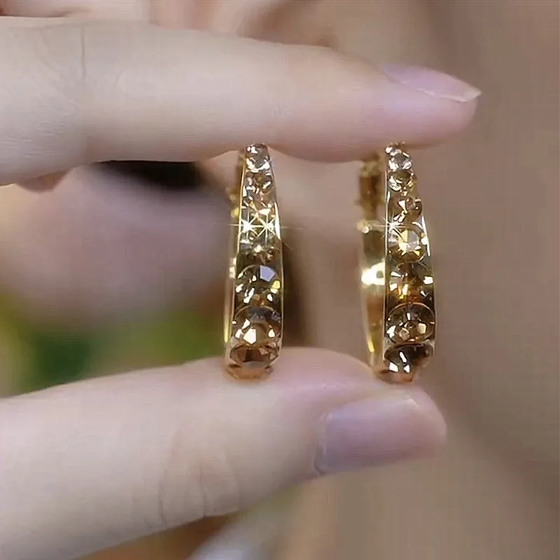 Brown Zircon Circle Earrings - Elegant Statement Jewelry for Women