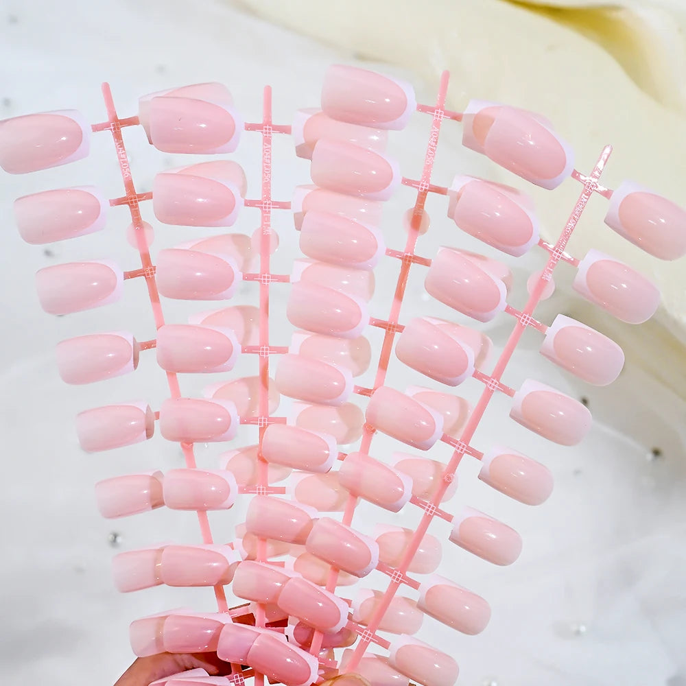 French Coffin Press On Nails 120pcs | Glossy Short Square Full Cover Nail Tips