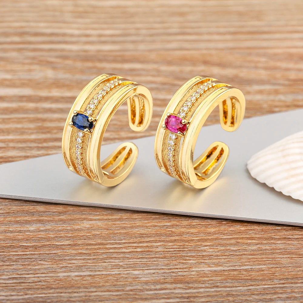 Adjustable Layered Ring - Dazzling Zirconia Statement Jewelry