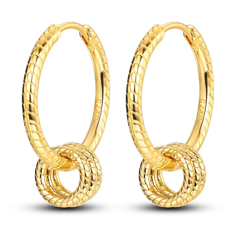 925 Sterling Silver Minimalist Hoop Earrings - Rose Gold & Yellow Gold