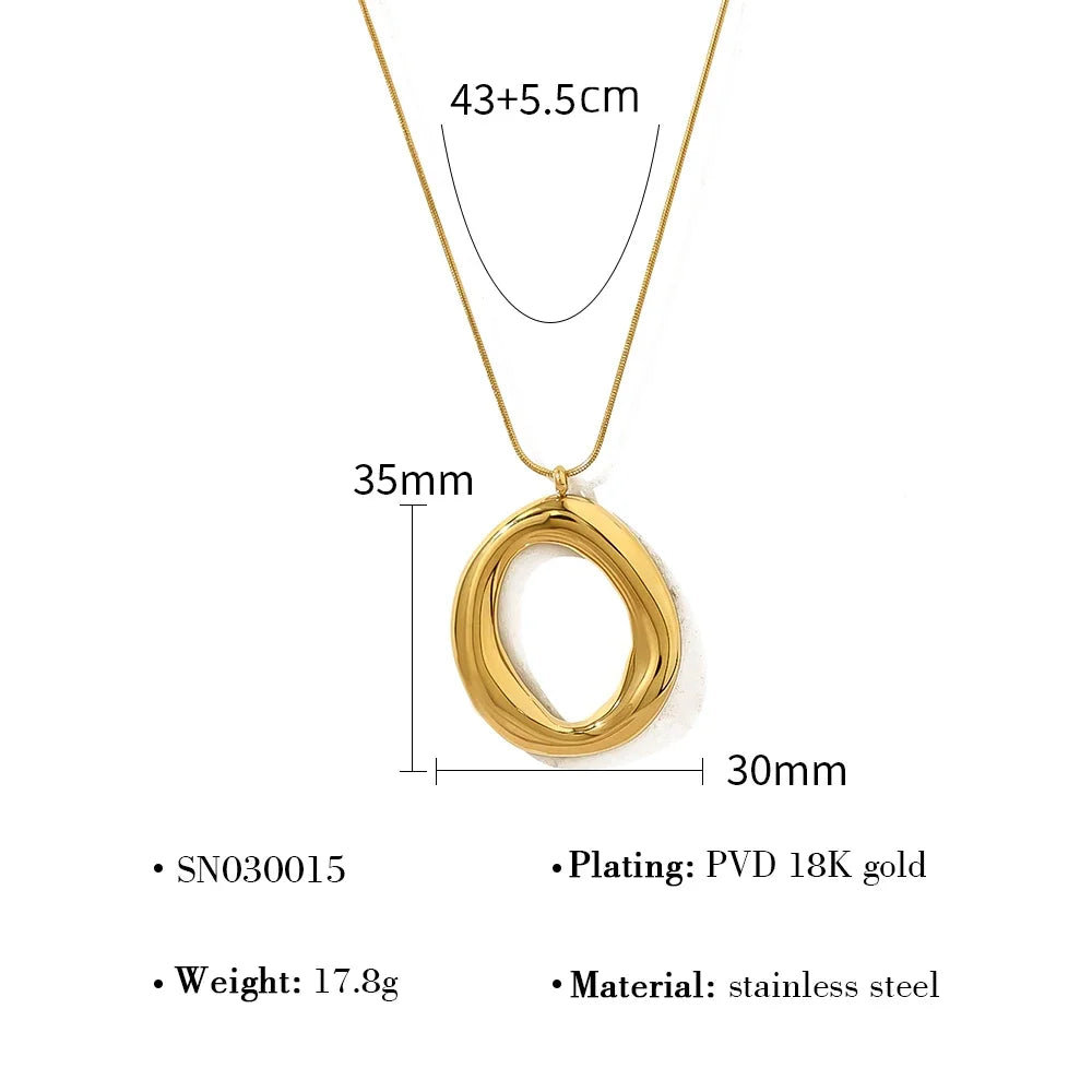 Irregular Pendant Necklace - 18K Gold Plated Stainless Steel