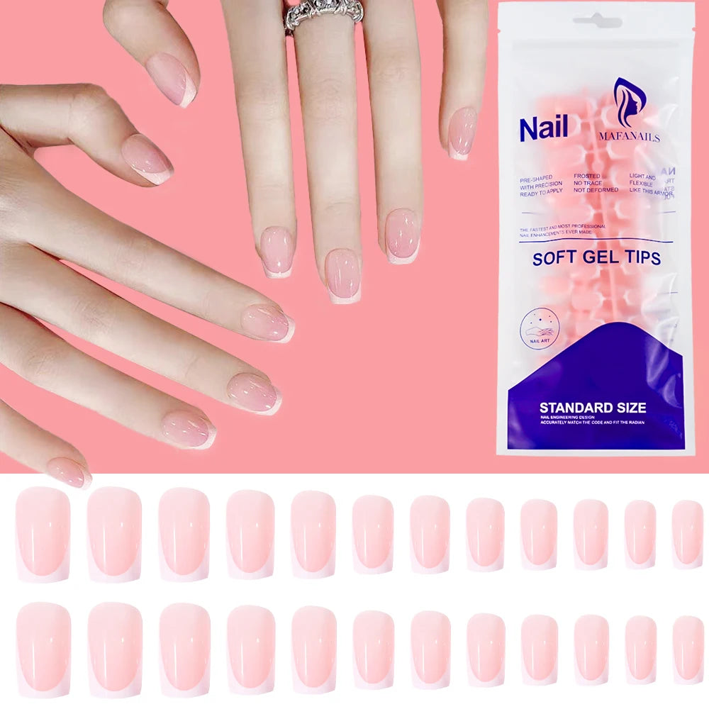 French Coffin Press On Nails 120pcs | Glossy Short Square Full Cover Nail Tips