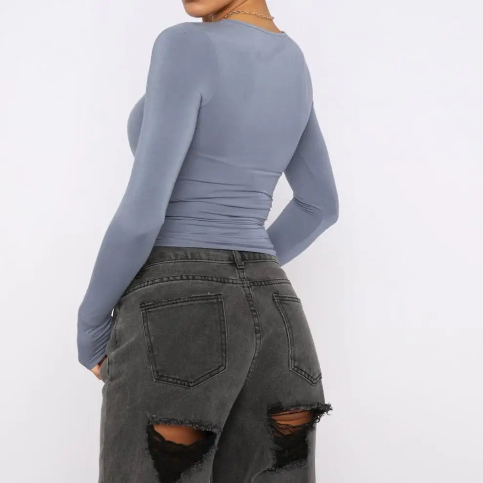 Basic Long Sleeve Crew Neck T-Shirt - Essential Top