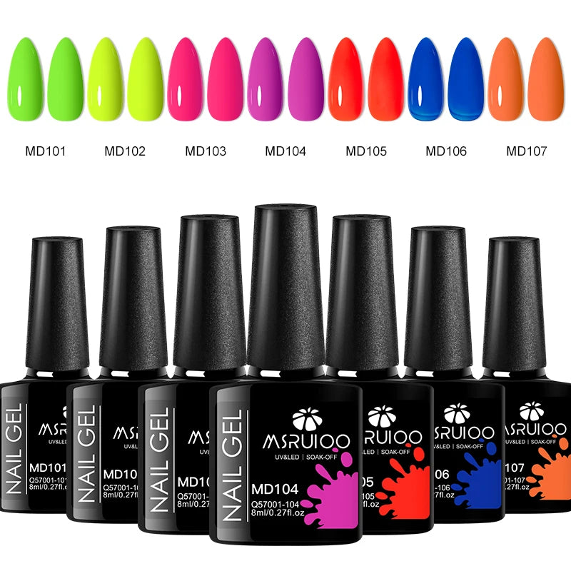 7pc UV Gel Nail Polish Set | Soak Off Long-Lasting DIY Nail Art Kit