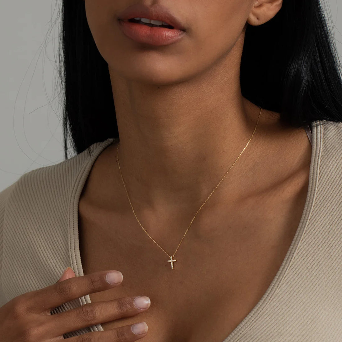 Gold Cross Necklace - 18K Plated Waterproof Pendant