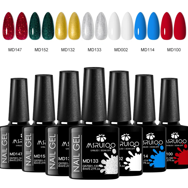 7pc UV Gel Nail Polish Set | Soak Off Long-Lasting DIY Nail Art Kit