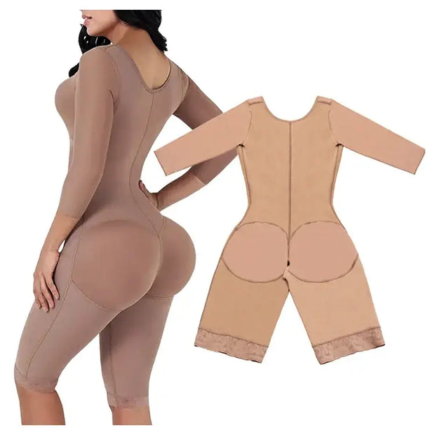Full body Colombian girdle shaper bodysuit for women, ultra-thin, high compression, perfect for postpartum and lipo recovery.