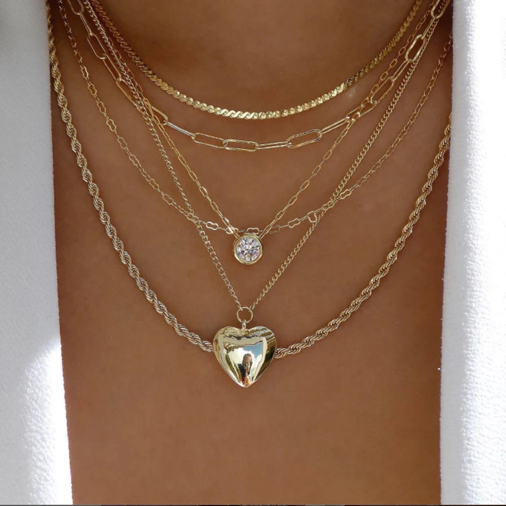 Layered Gold Necklace Set - 5 Piece Chain Collection