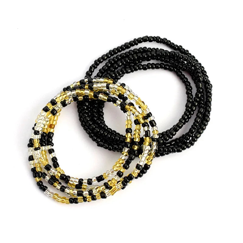 African Waist Bead Chain Set (2 Pcs) — Colorful Belly Chains for Women & Girls