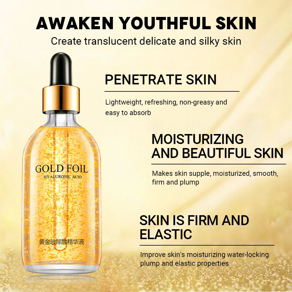 24K Gold & Ginseng Face Serum – Hyaluronic Acid Lifting & Whitening Essence 100ml