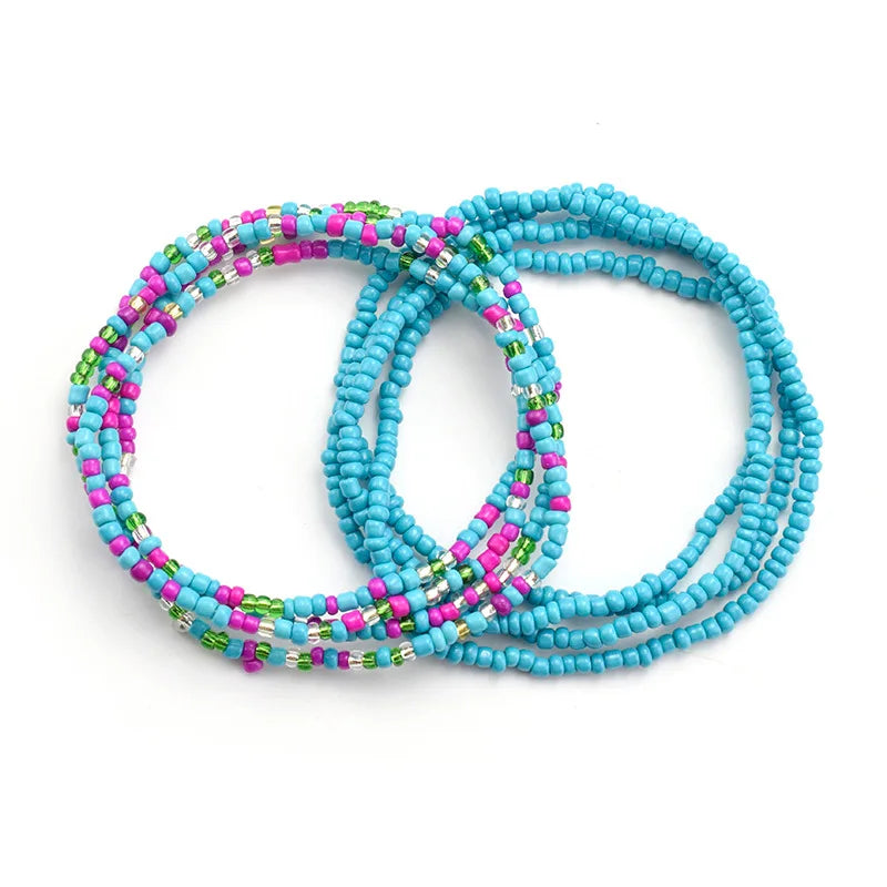 African Waist Bead Chain Set (2 Pcs) — Colorful Belly Chains for Women & Girls
