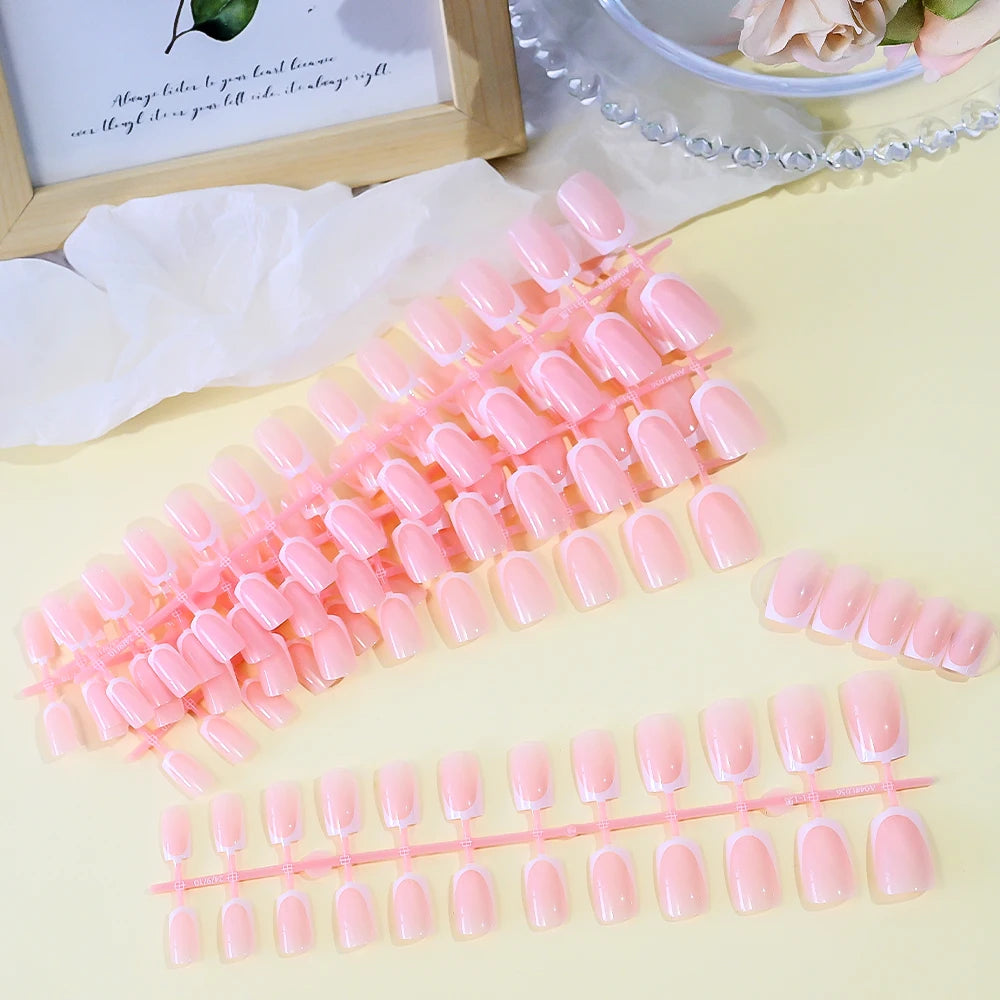 French Coffin Press On Nails 120pcs | Glossy Short Square Full Cover Nail Tips