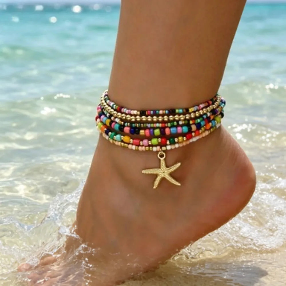 Tobillera Bohemia de Cuentas para Mujer – Pulsera de Playa Multicolor | Lamaquise
