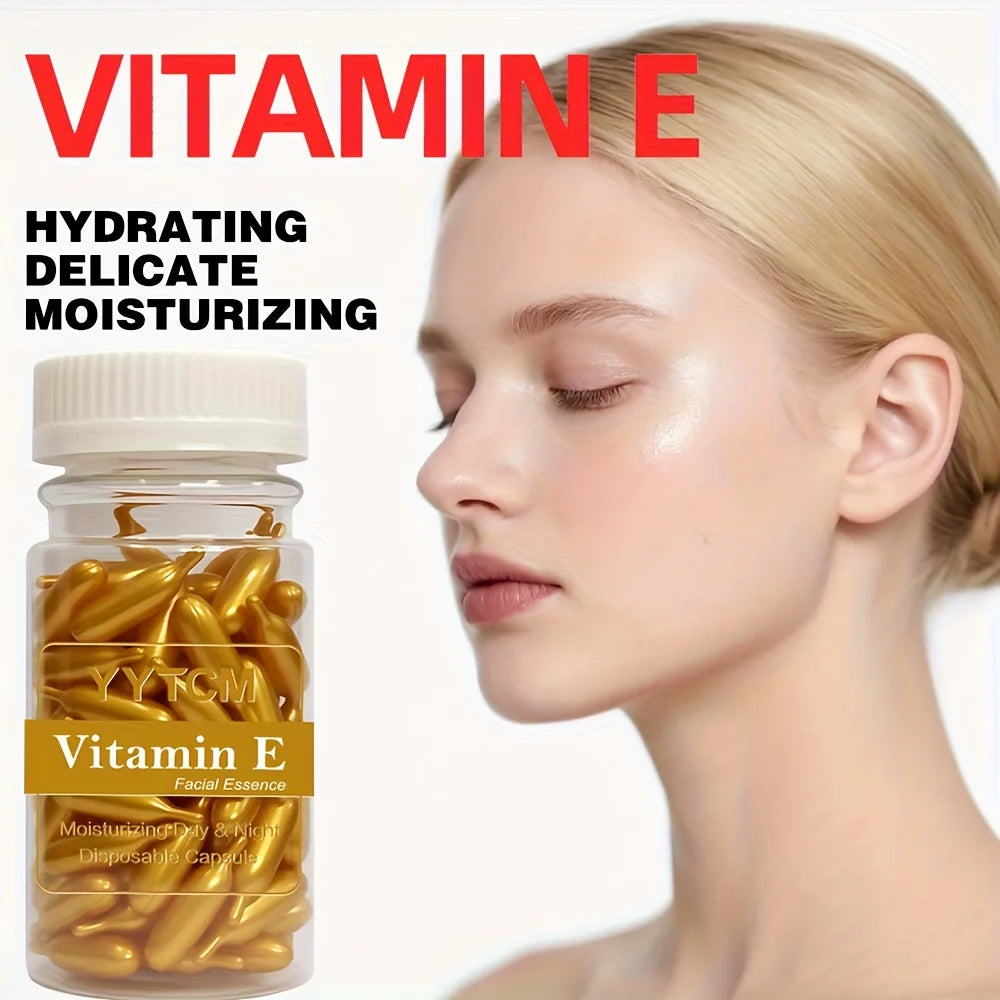 Vitamin E Serum Capsules - 90 Single-Use Hydrating Face Essence for Moisturizing & Radiance