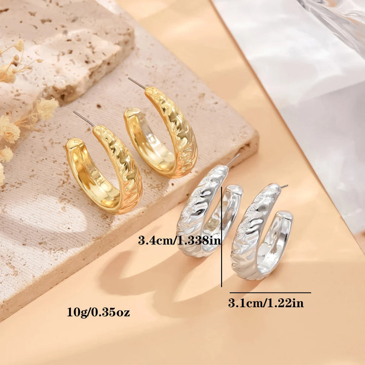 Geometric Irregular Metallic Earrings - Minimalist Statement Jewelry