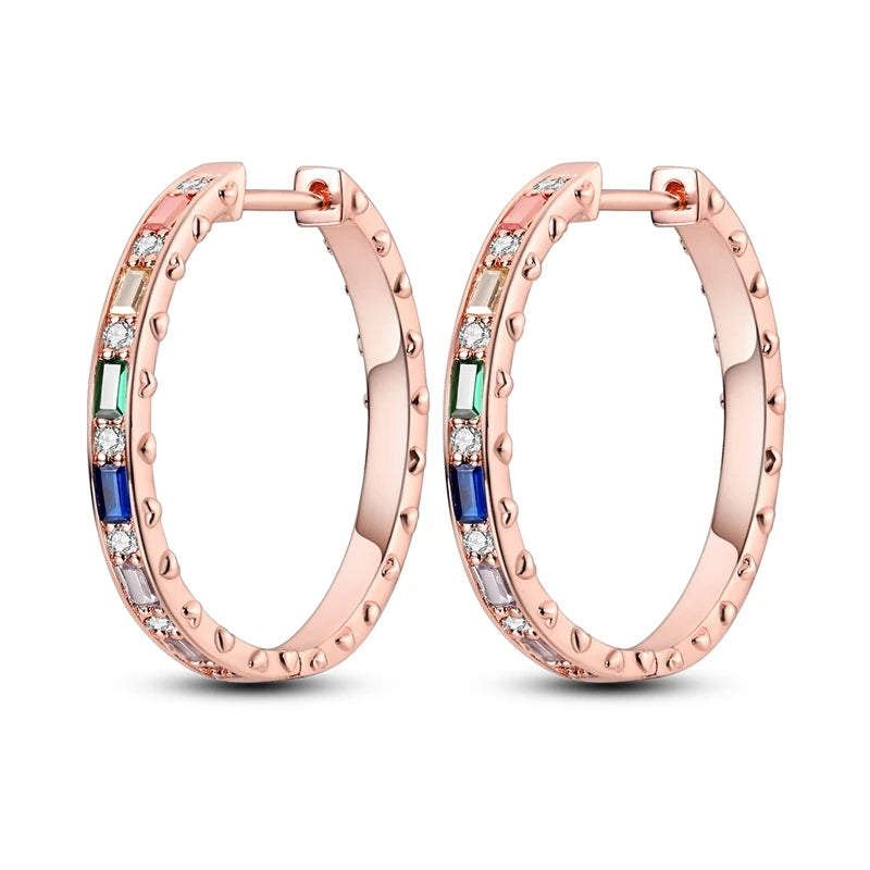 925 Sterling Silver Minimalist Hoop Earrings - Rose Gold & Yellow Gold