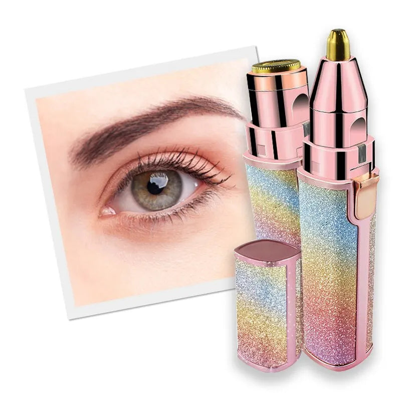 Rechargeable Eyebrow Trimmer with LED Light - 2-in-1 USB Facial Hair Remover