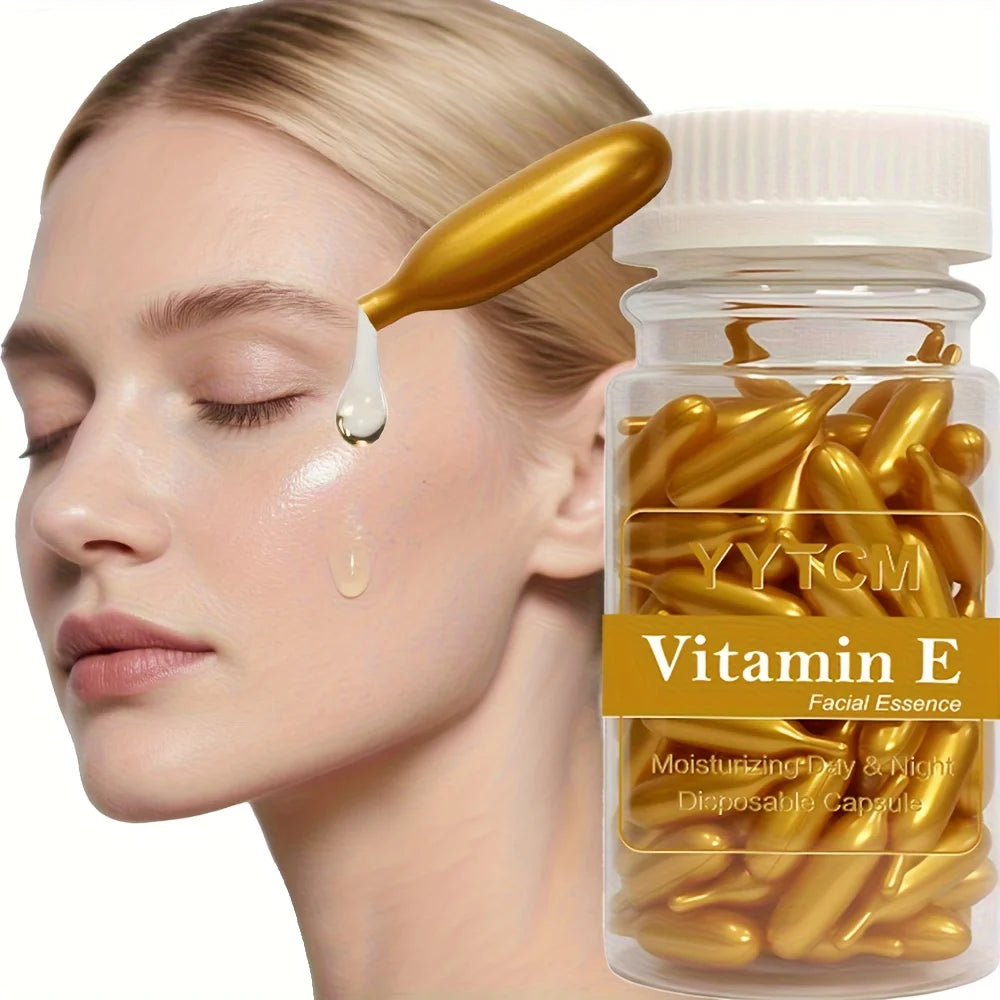 Vitamin E Serum Capsules - 90 Single-Use Hydrating Face Essence for Moisturizing & Radiance