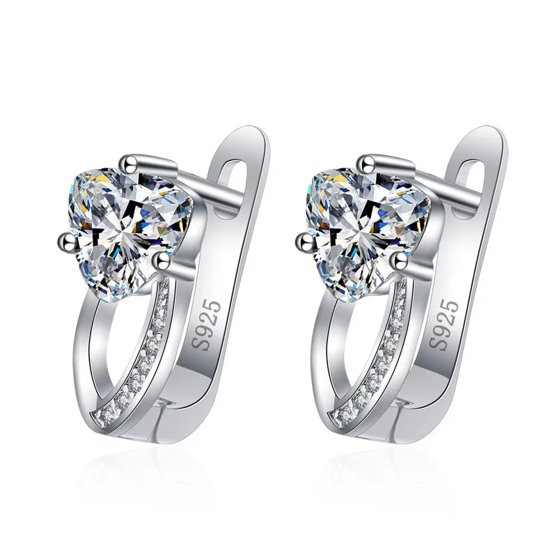 925 Sterling Silver Purple Zirconia Stud Earrings - Vintage Elegant Design