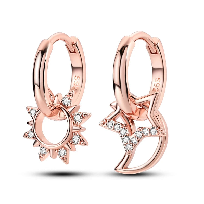 925 Sterling Silver Minimalist Hoop Earrings - Rose Gold & Yellow Gold