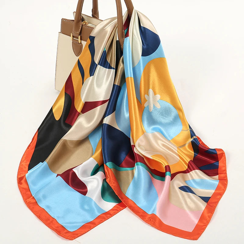 Silk Printed Square Scarf for Women – Versatile Satin Shawl & Headband | Lamaquise