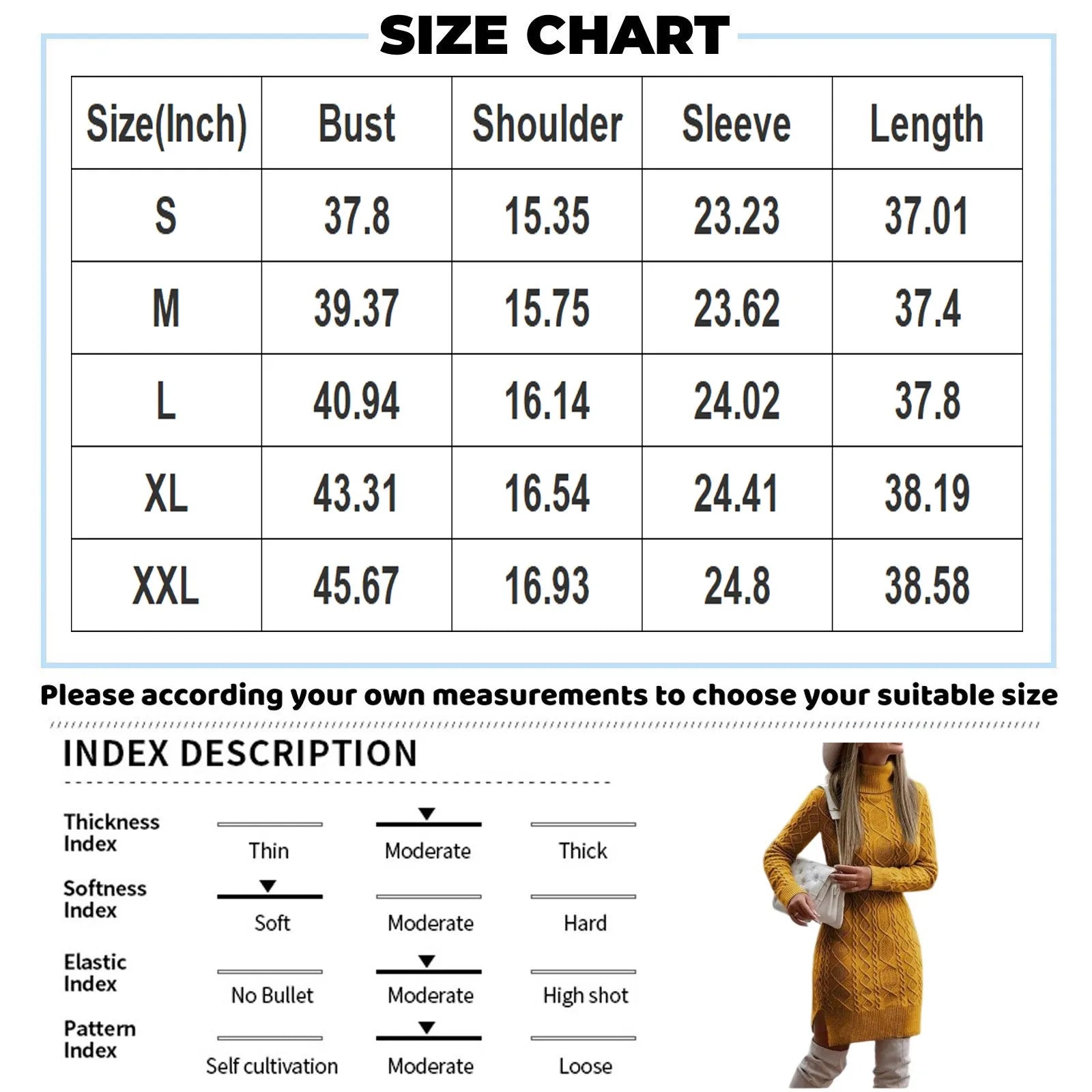 Women's Slim-Fit High Collar Sweater Dress – Long Sleeve, Solid Color, Medium-Length Pullover