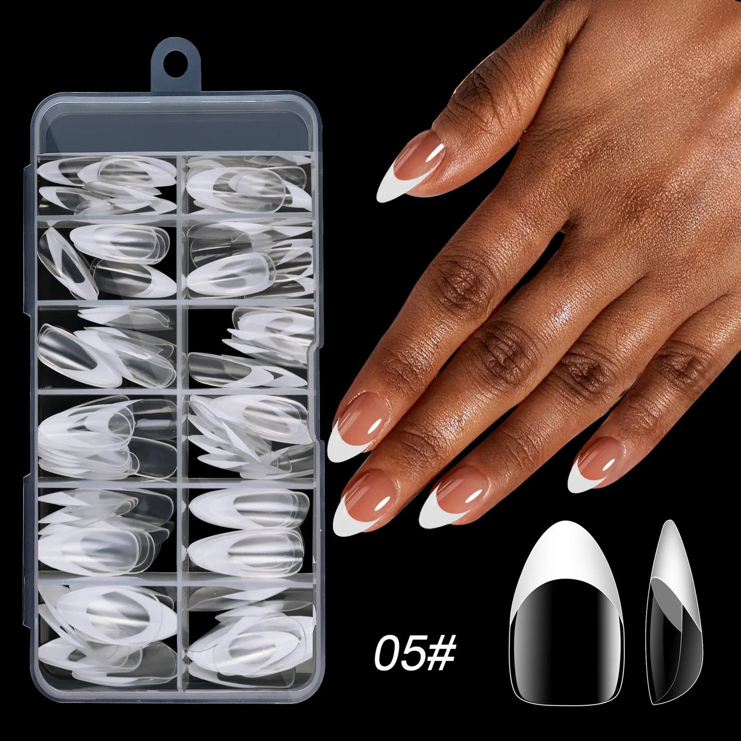 Press On Nails 120pcs | French Acrylic Full Cover Nail Tips | Mixed Sizes