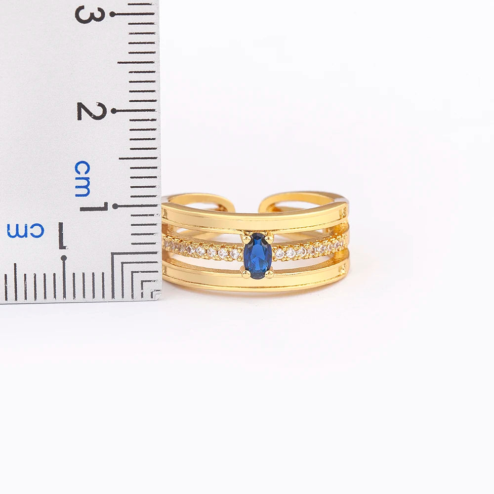 Adjustable Layered Ring - Dazzling Zirconia Statement Jewelry