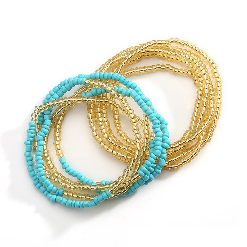 African Waist Bead Chain Set (2 Pcs) — Colorful Belly Chains for Women & Girls