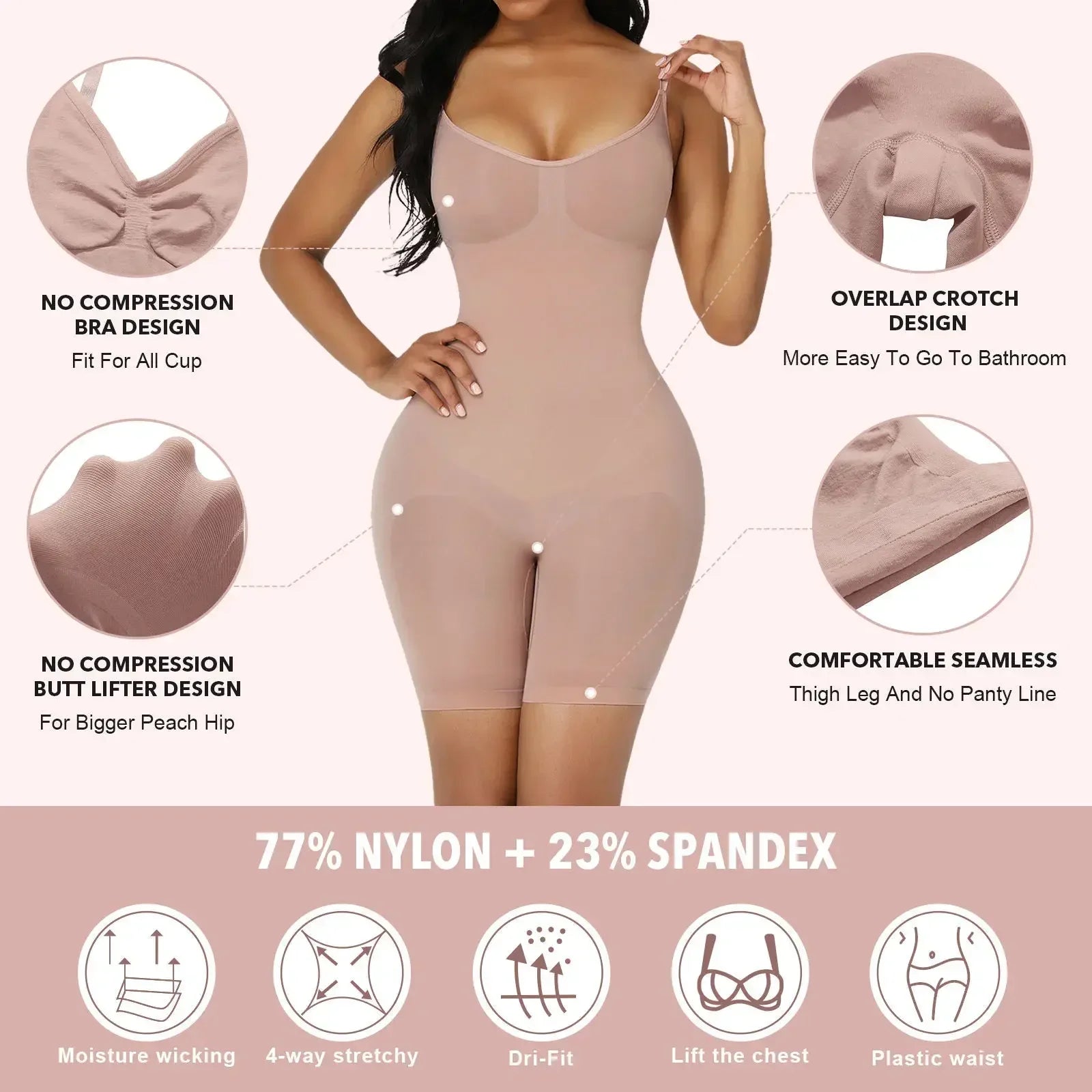 One Piece Shapewear Bodysuit Tummy Control Waist Cincher Slimming Seamless Lifting Underwear for Women
