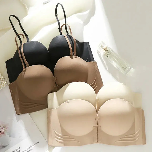 Front Closure Sexy Push Up Bra Women Invisible Bras Underwear Lingerie For Female Brassiere Strapless Seamless Bralette