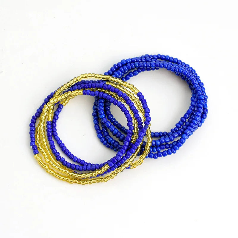 African Waist Bead Chain Set (2 Pcs) — Colorful Belly Chains for Women & Girls