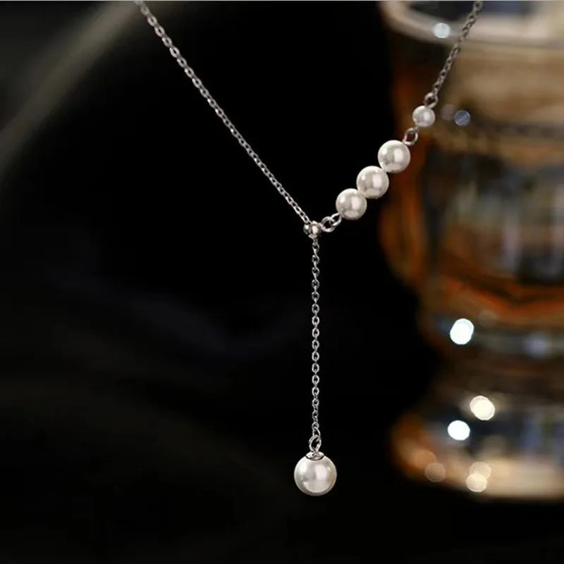 Pearl Flower Tassel Necklace - Elegant Pendant Statement Jewelry