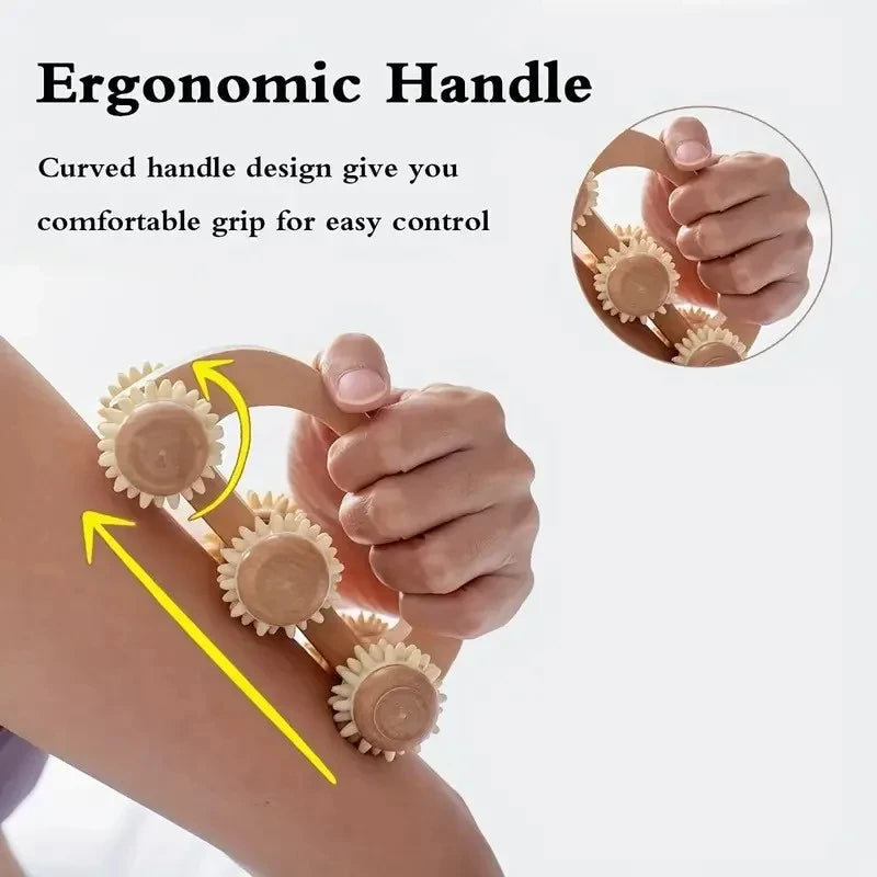 Wooden Body Massage Roller | Deep Tissue Relief for Neck, Back & Legs