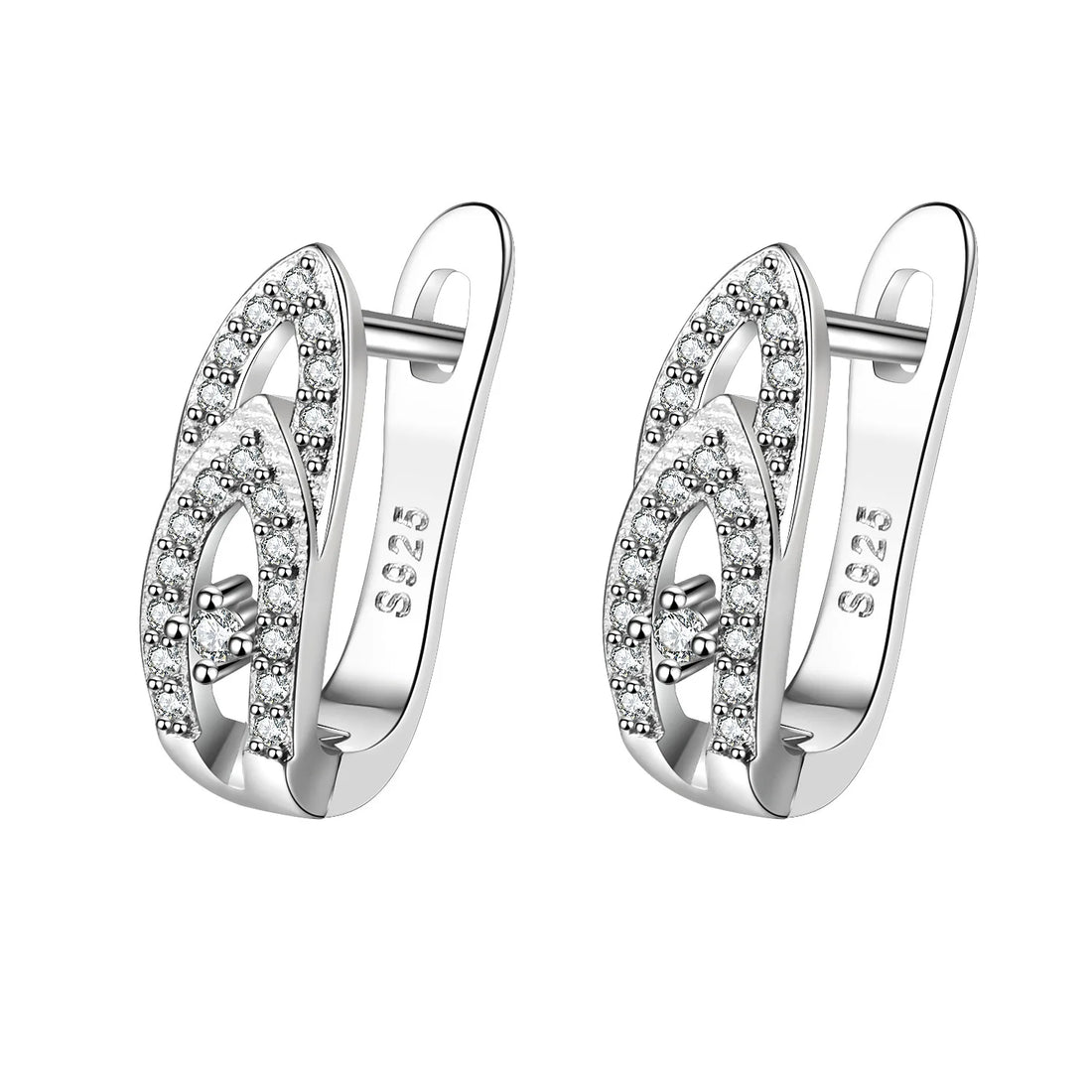 925 Sterling Silver Purple Zirconia Stud Earrings - Vintage Elegant Design