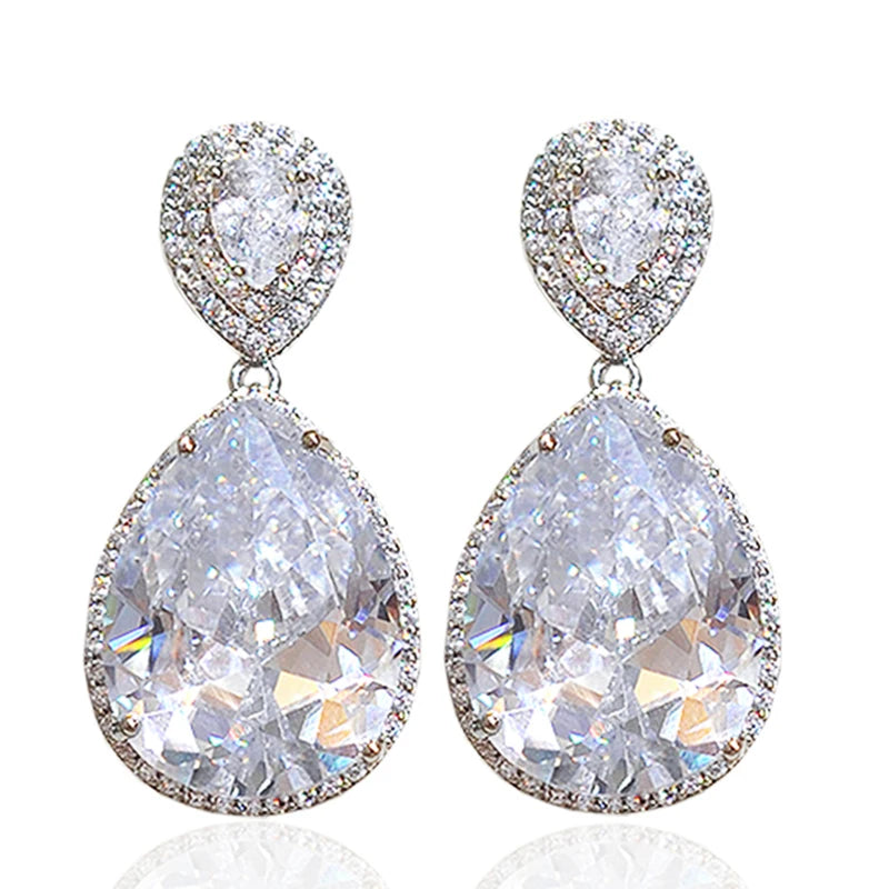 Crystal Drop Earrings - Sparkling Zirconia Statement Jewelry