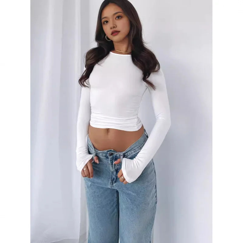 Basic Long Sleeve Crew Neck T-Shirt - Essential Top