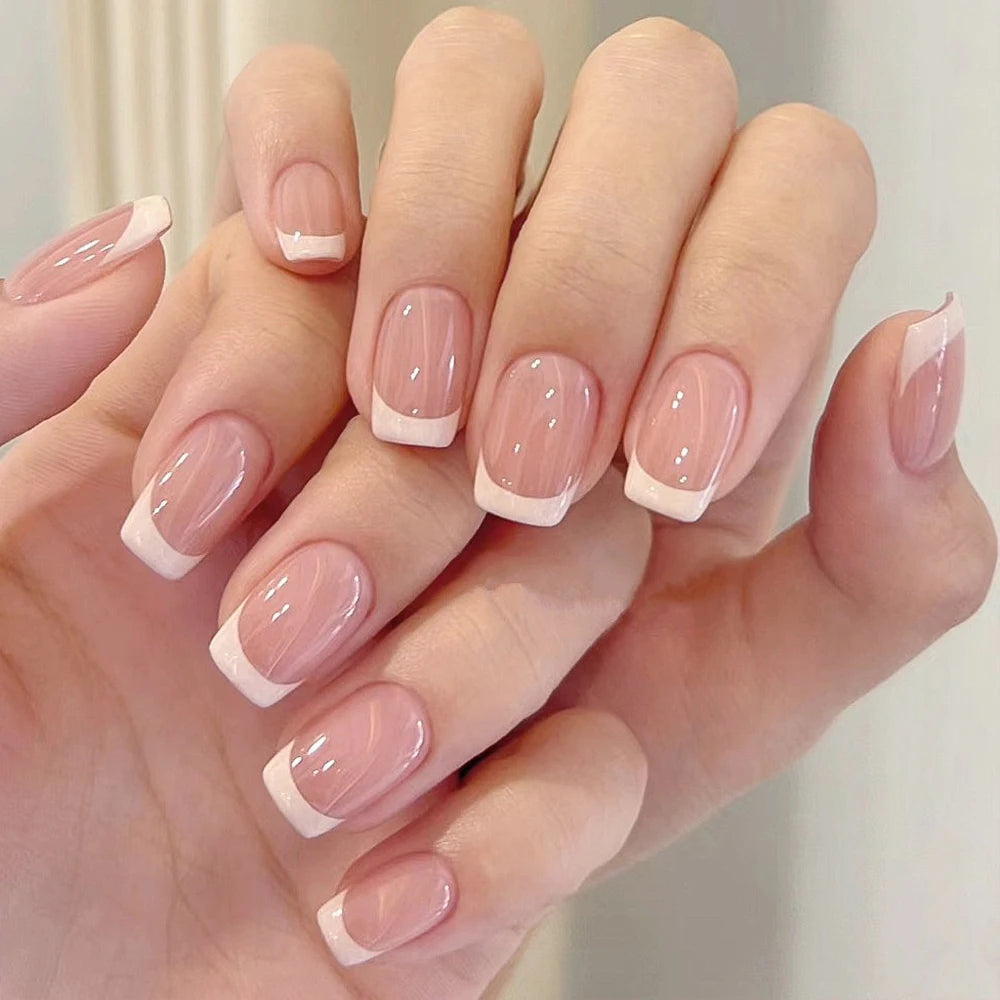 French Coffin Press On Nails 120pcs | Glossy Short Square Full Cover Nail Tips