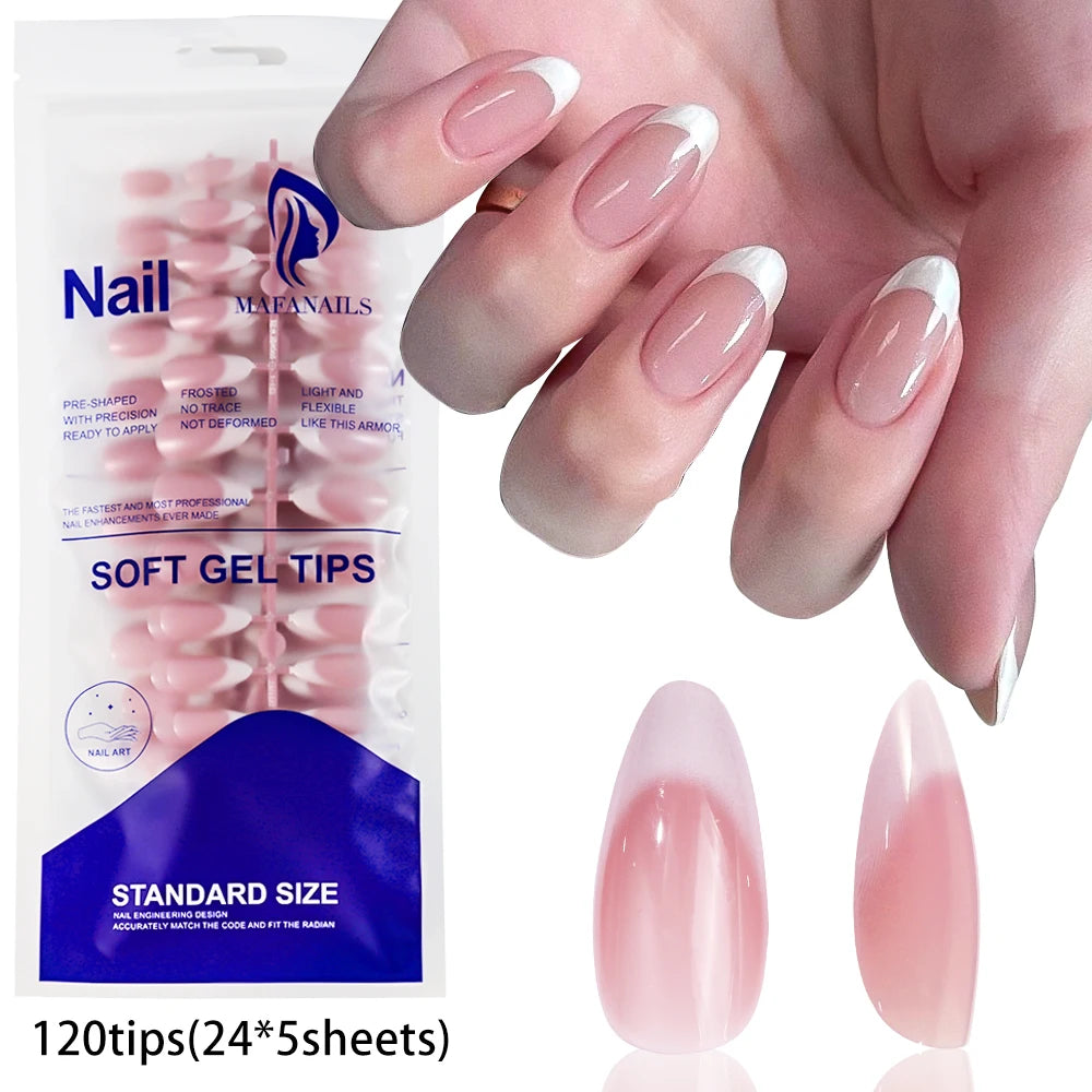 French Coffin Press On Nails 120pcs | Glossy Short Square Full Cover Nail Tips