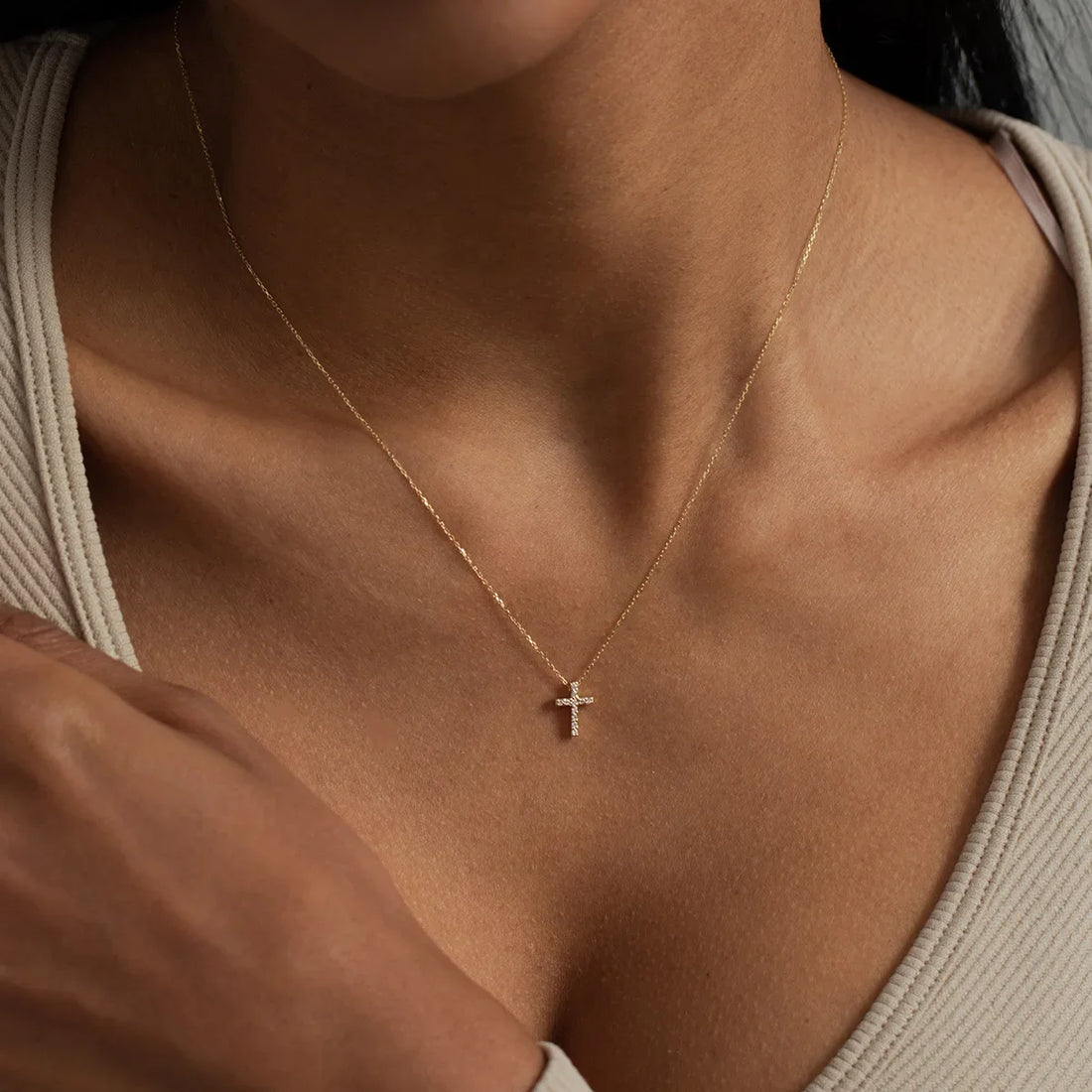 Gold Cross Necklace - 18K Plated Waterproof Pendant