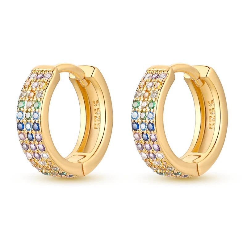 925 Sterling Silver Minimalist Hoop Earrings - Rose Gold & Yellow Gold