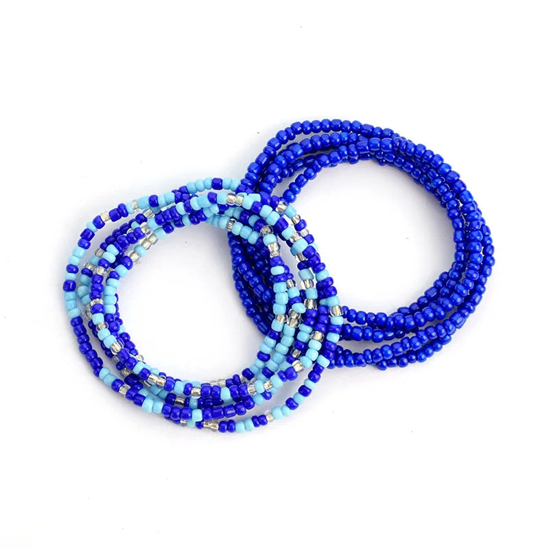 African Waist Bead Chain Set (2 Pcs) — Colorful Belly Chains for Women & Girls