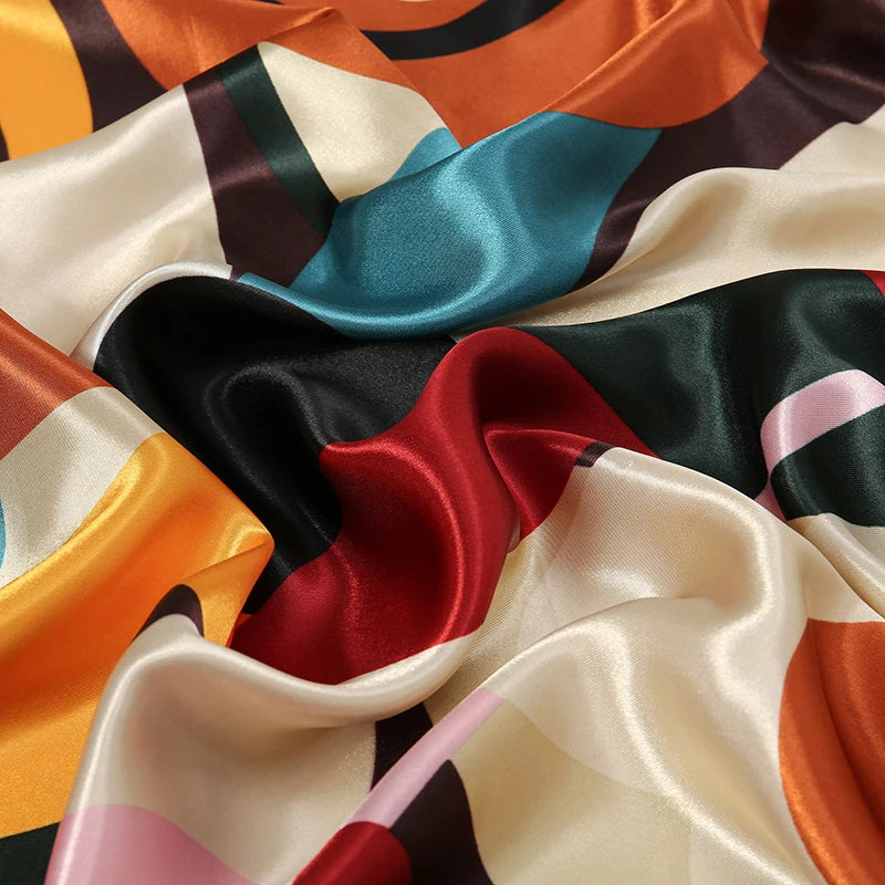 Silk Printed Square Scarf for Women – Versatile Satin Shawl & Headband | Lamaquise