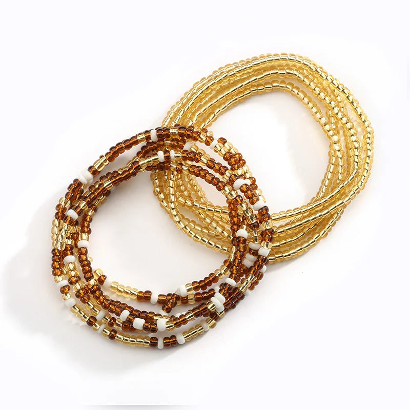 African Waist Bead Chain Set (2 Pcs) — Colorful Belly Chains for Women & Girls