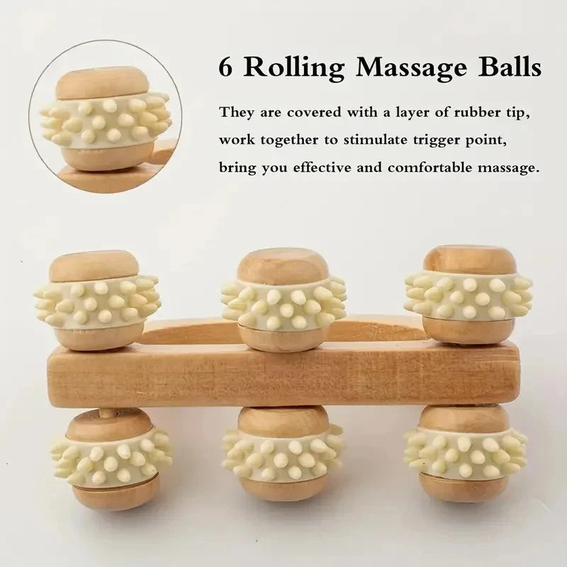 Wooden Body Massage Roller | Deep Tissue Relief for Neck, Back & Legs