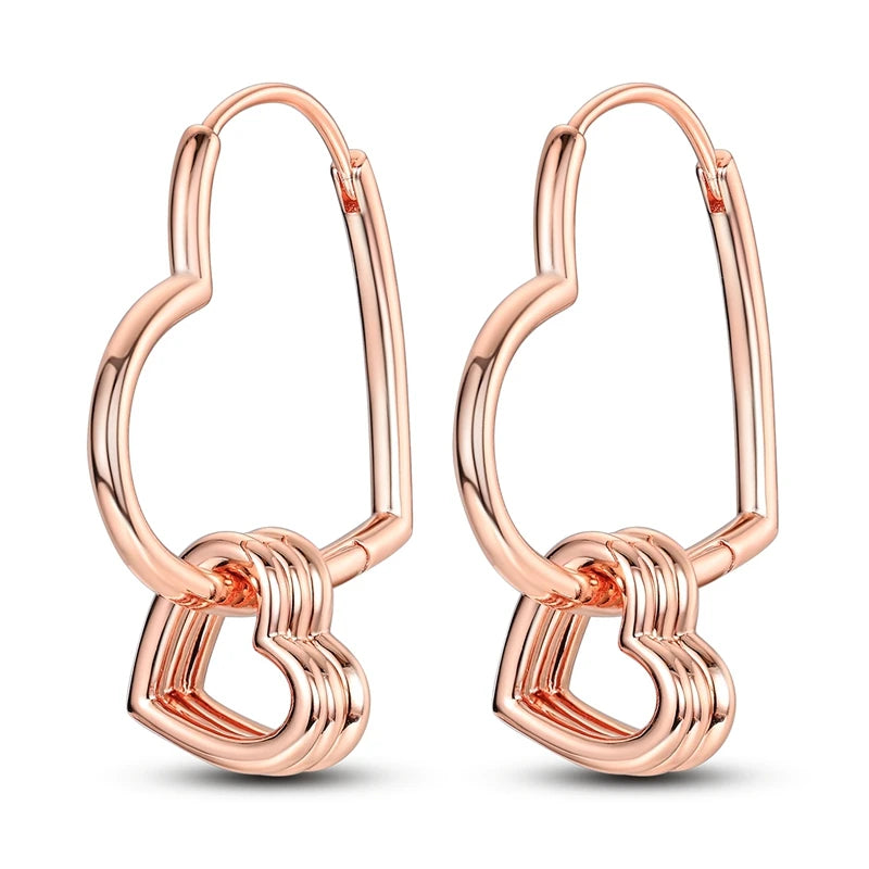 925 Sterling Silver Minimalist Hoop Earrings - Rose Gold & Yellow Gold