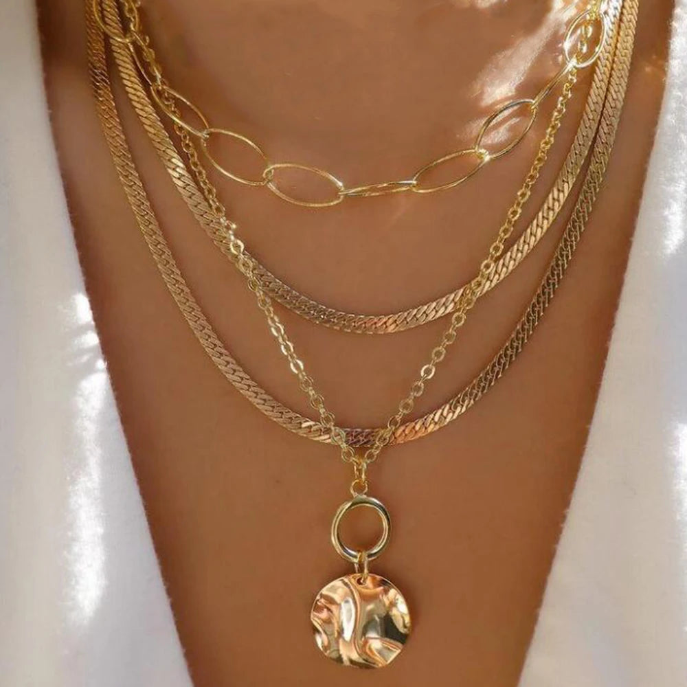 Layered Gold Necklace Set - 5 Piece Chain Collection