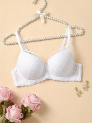 Contrasting lace push-up bras, comfortable and breathable cut-out bras, women's underwear.